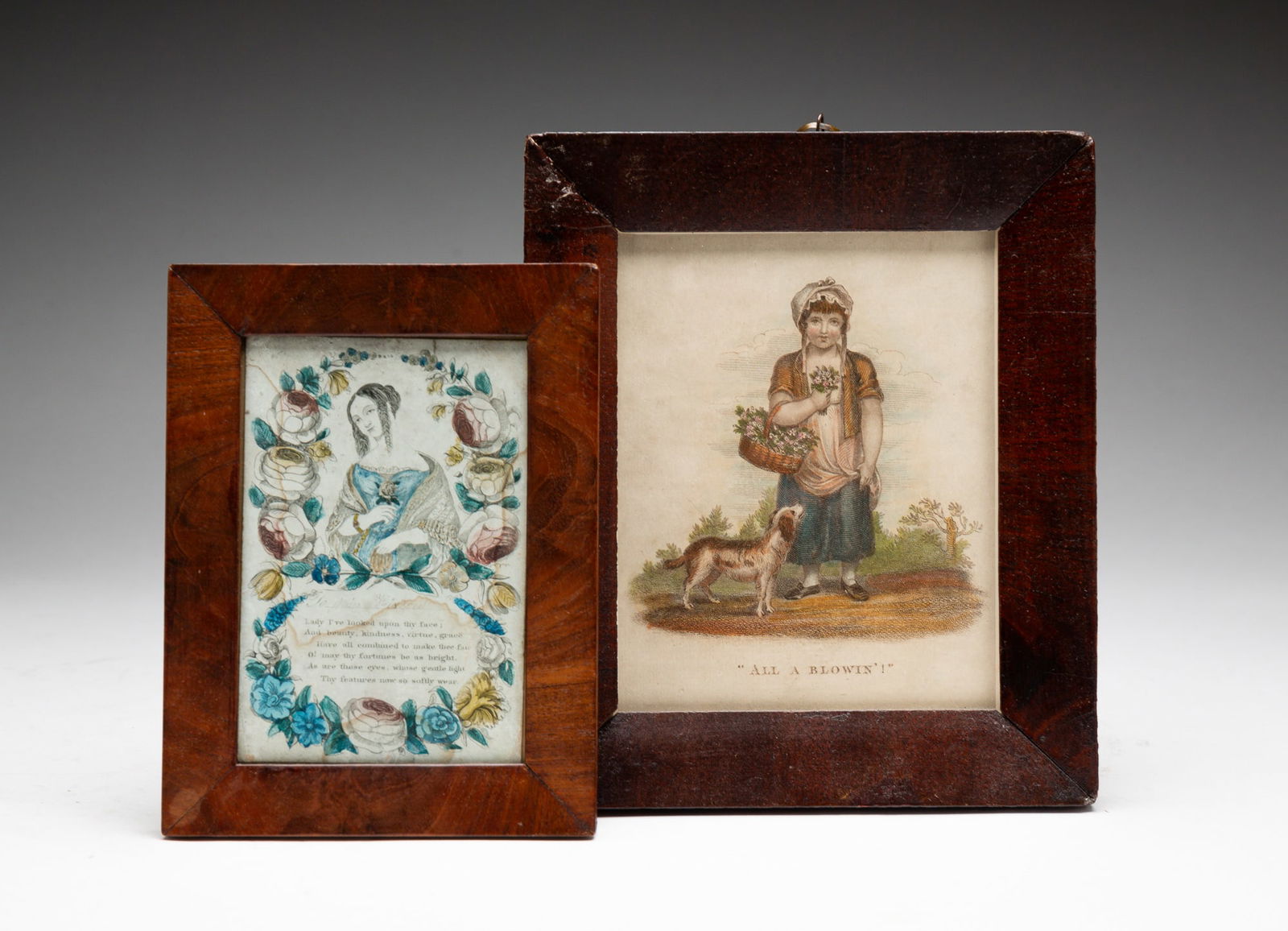 TWO SMALL HAND-COLORED PRINTS. (1 of 4)