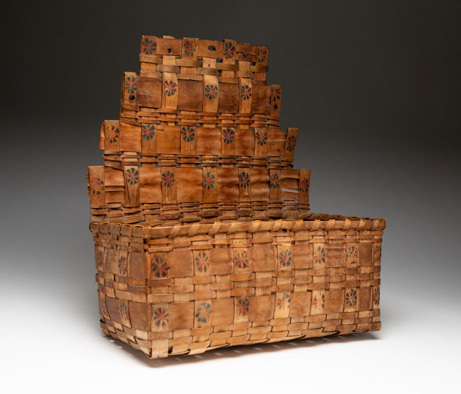 NATIVE AMERICAN DECORATED WALL POCKET BASKET. (1 of 4)