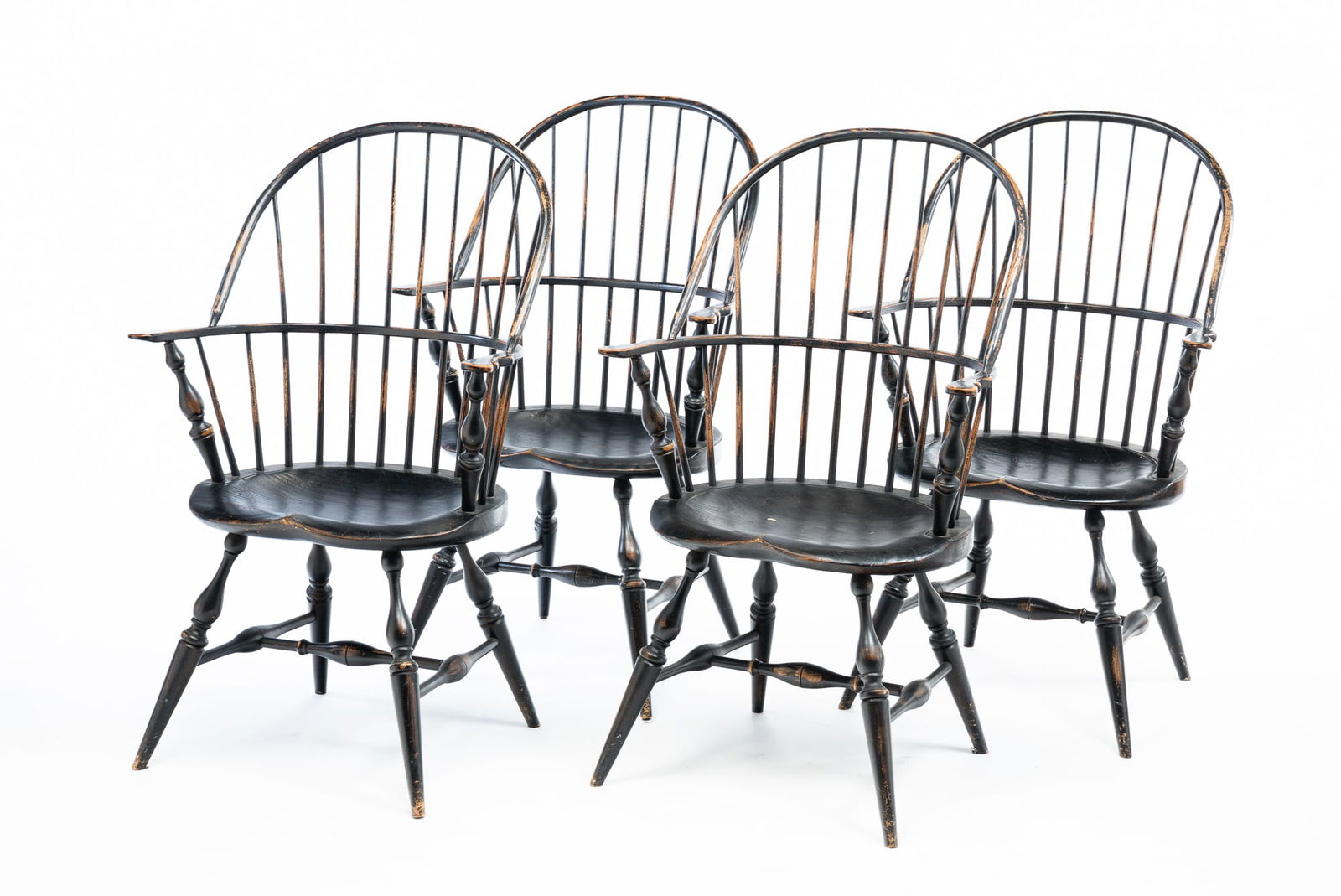 FOUR C. KEIL SACKBACK WINDSOR CHAIRS. (1 of 4)