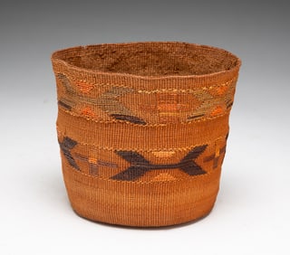 POLYCHROME TLINGIT BASKET.