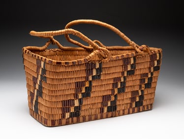 SALISH TWO-HANDLED GATHERING BASKET.
