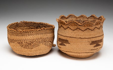 TWO NORTHWEST KLAMATH OR MODOC BASKETS.