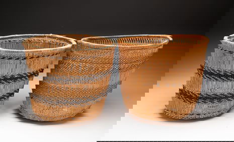 TWO NORTHWEST COAST HUPA BASKETS.