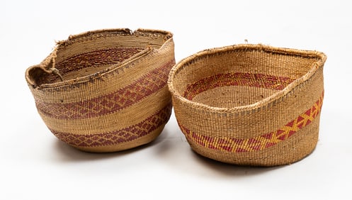 TWO NORTHWEST COAST GATHERING BASKETS.