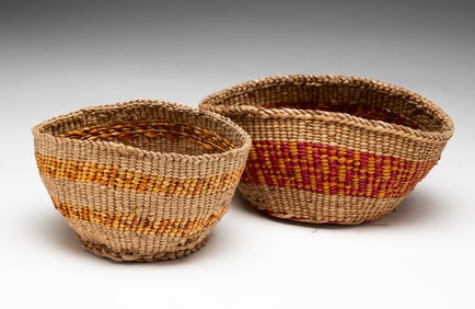 TWO SHASTA CALIFORNIA OKWANUCHU BASKETS.