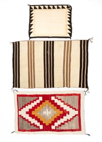 THREE NAVAJO RUGS/BLANKETS.