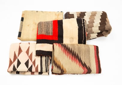 FIVE NAVAJO RUGS.