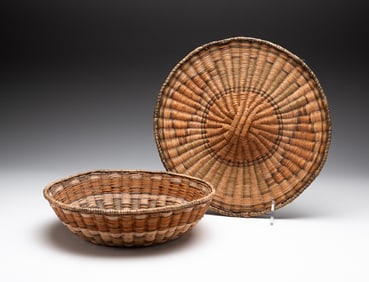 TWO HOPI PUEBLO BASKETS.
