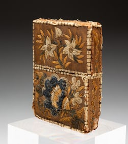 RARE MOOSE HAIR EMBROIDERED CONTAINER.