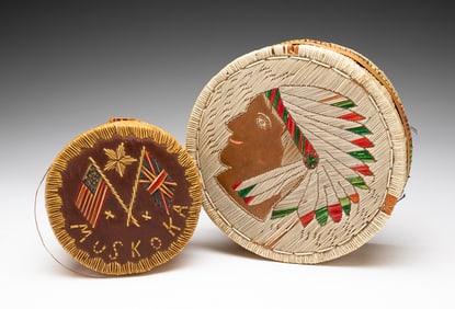 TWO FIRST NATIONS QUILL BASKETS.