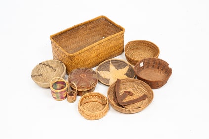 TEN ASSORTED FIRST NATIONS BASKETS.