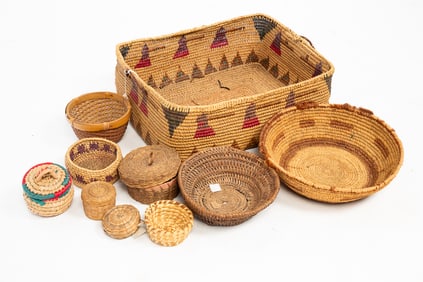 GROUP OF TEN FIRST NATIONS BASKETS.