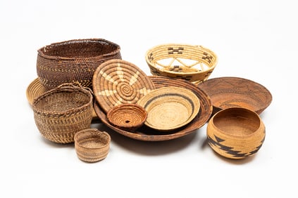 ELEVEN ASSORTED FIRST NATIONS BASKETS.