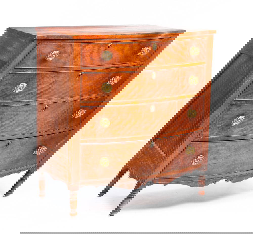 Sheraton Bowfront Chest. Auction