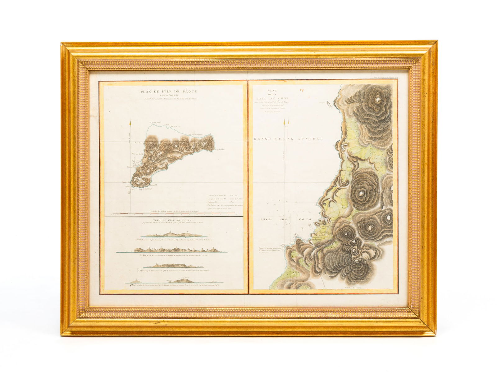 Engraved Map Of Easter Island And Cook’s Bay By Jean Francois De Galaup