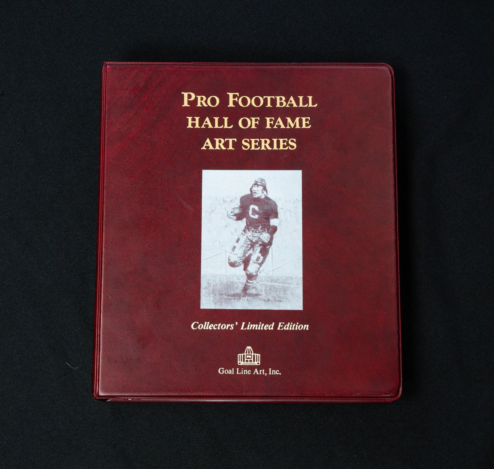 PRO FOOTBALL HALL OF FAME ART SERIES POSTCARD COLLECTION.: American, 20th Century. Includes 45 cards in binder, some autographed. Featuring autographed cards of George Connor, Larry Wilson, Raymond Berry, Frank Gatski, Charley Taylor, Charley Trippi, Art Dono