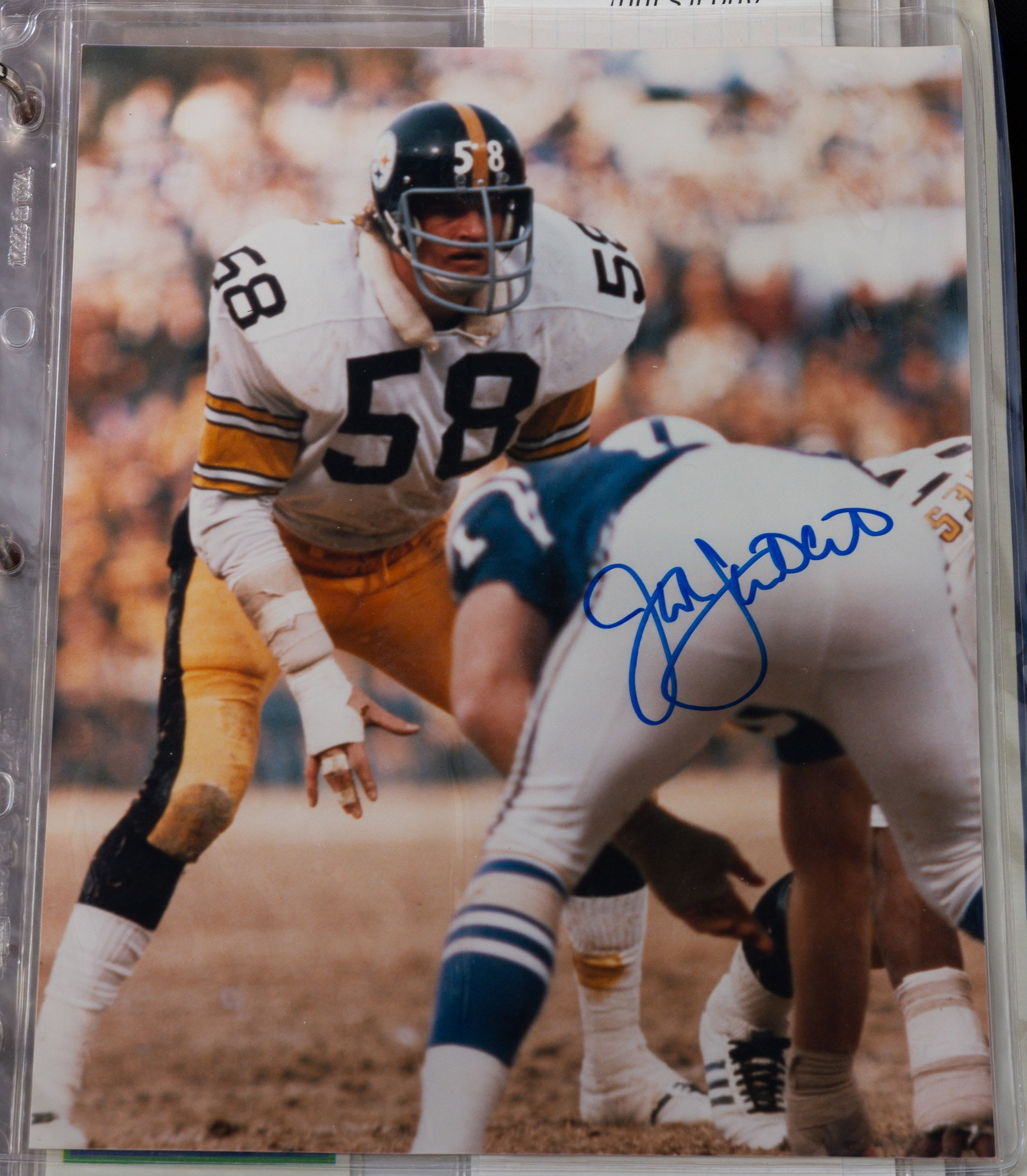 FOOTBALL HALL OF FAME PLAYER AUTOGRAPH COLLECTION.: American, 20th Century. Includes autographs and notes on index cards, envelops, trading cards and photographs. Including George Musso, Sid Luckman, Bobby Mitchell, Paul Hornung, Mel Hein and others. E