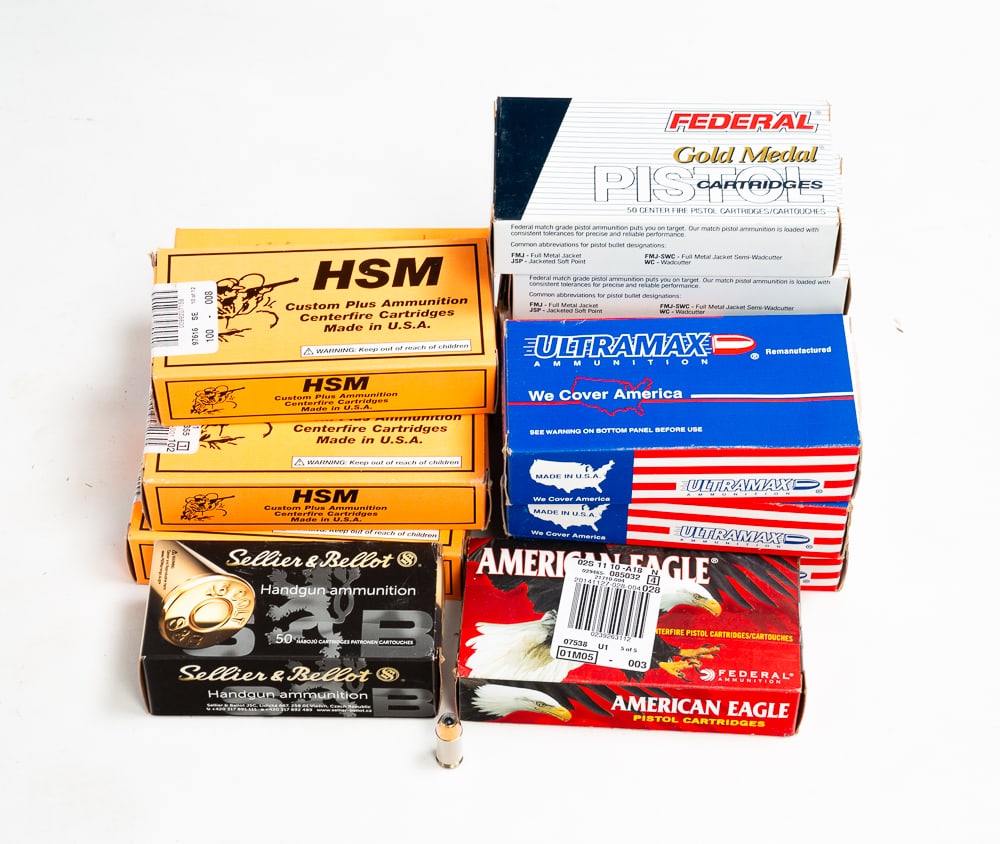 5 BOXES 243 WINCHESTER AND 10 BOXES 45 ACP.: All factory new.