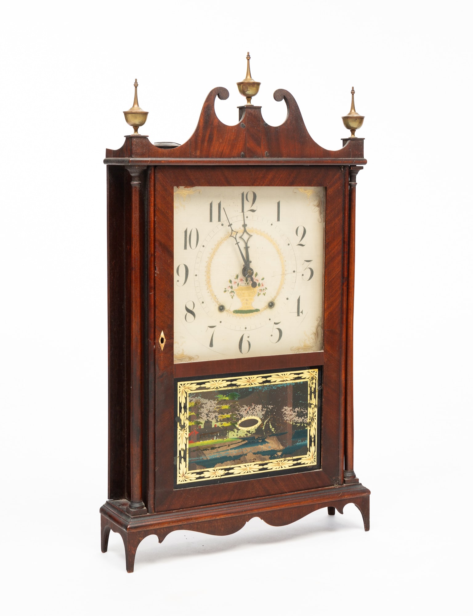 SETH THOMAS PILLAR AND SCROLL MANTLE CLOCK. (1 of 7)