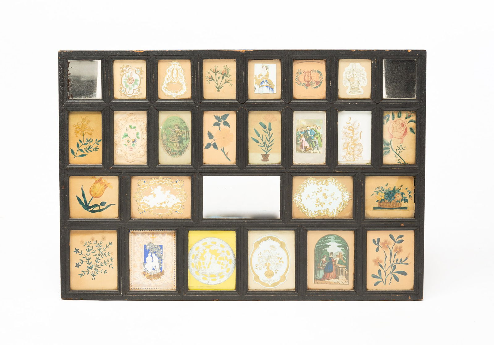 FOLK ART COLLAGE PICTURE FRAME WITH VALENTINES AND WATERCOLORS. (1 of 8)