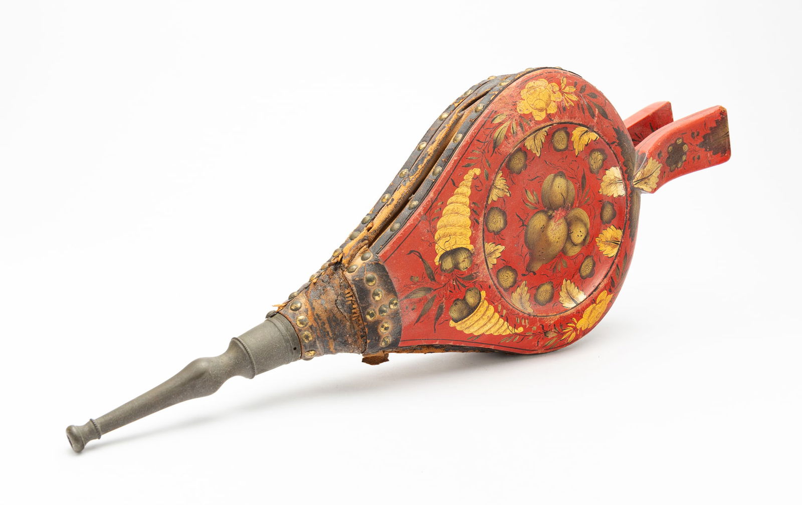 EXCEPTIONAL PAINT DECORATED TURTLE-BACK BELLOWS. (1 of 3)