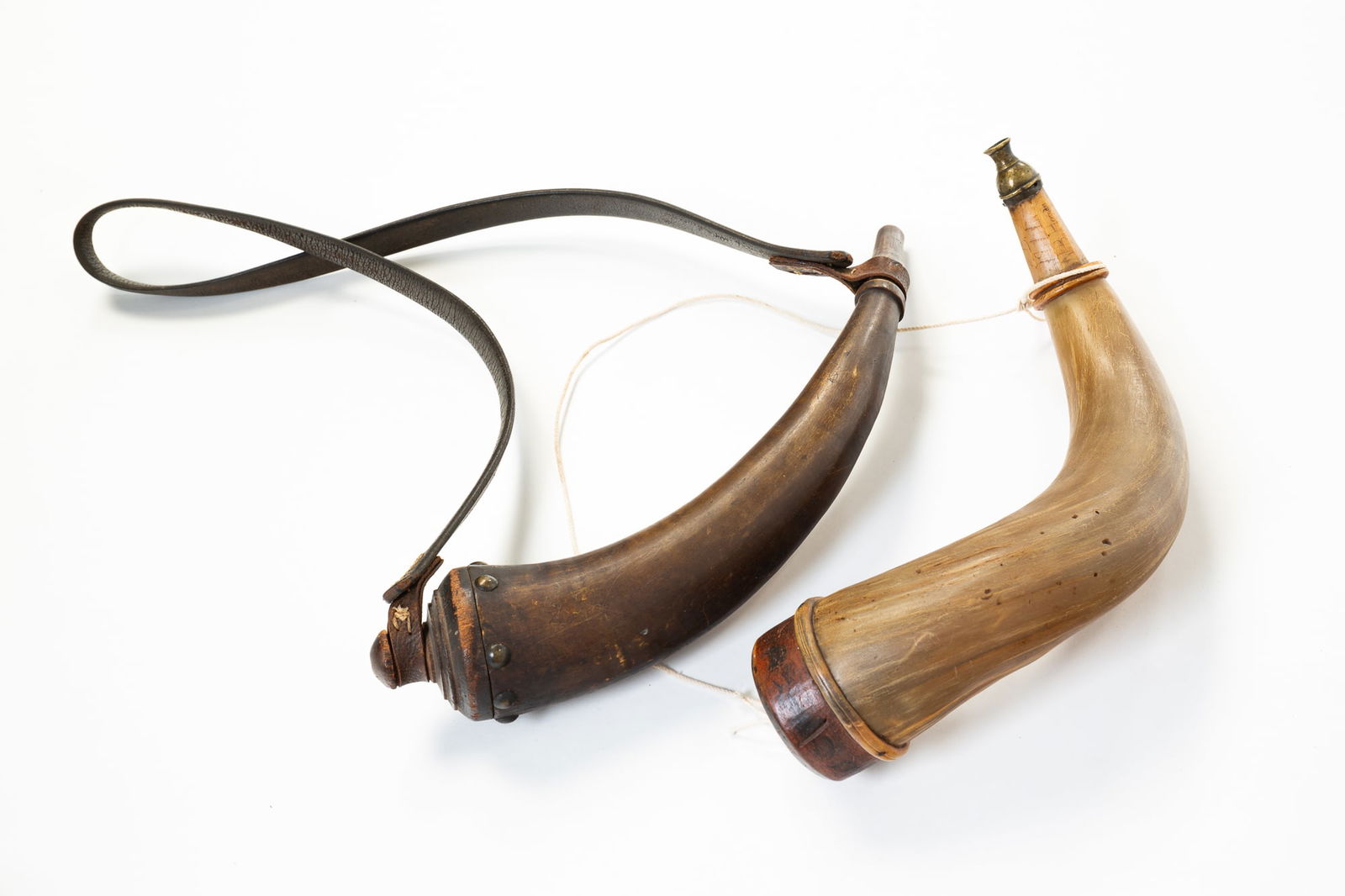 TWO POWDER HORNS. (1 of 3)