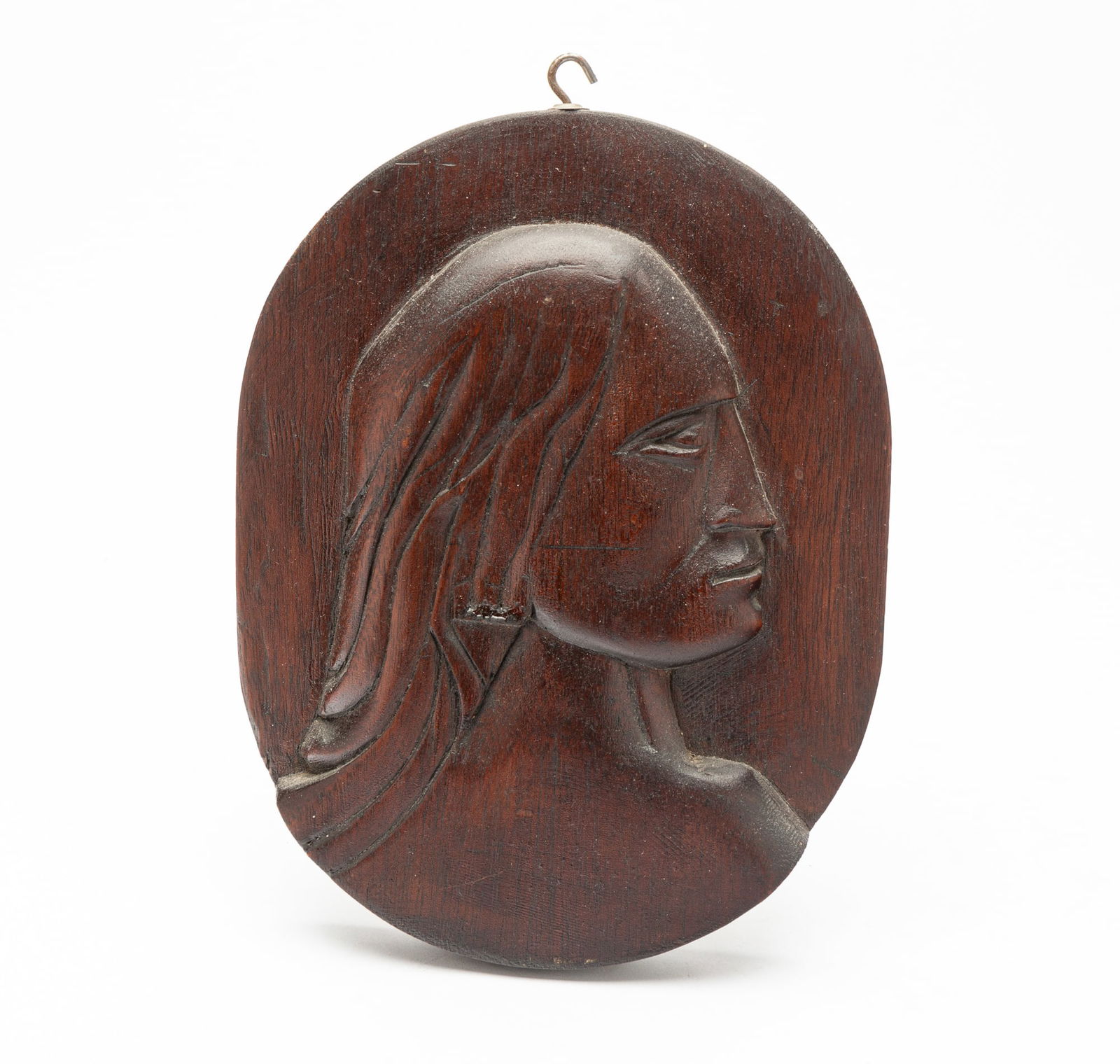 FIGURAL CARVED BUST PLAQUE. (1 of 2)