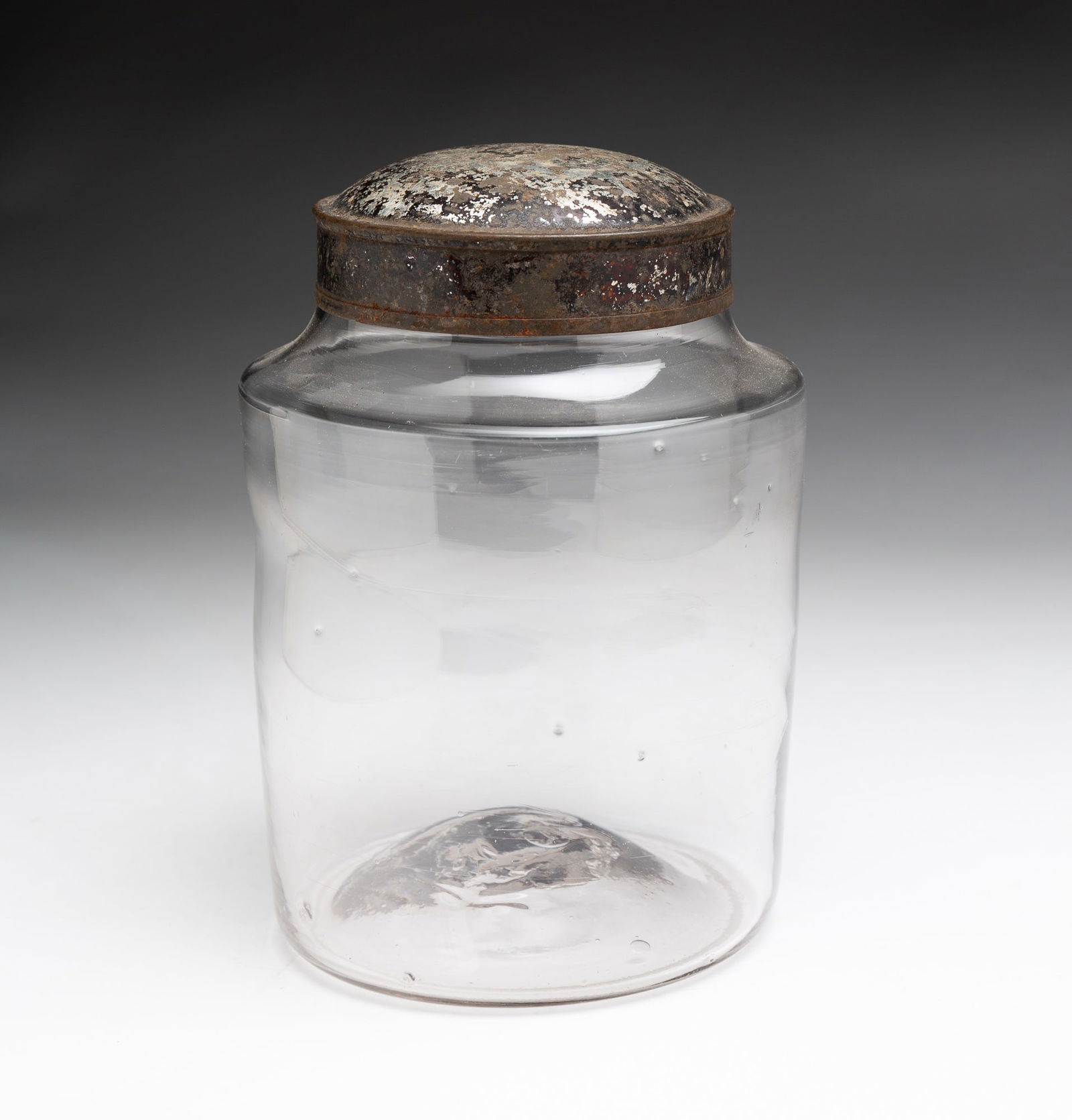 BLOWN FLINT GLASS CANISTER. (1 of 3)