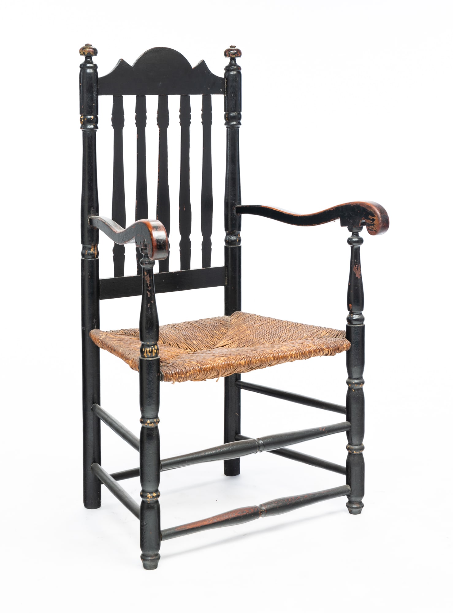 EARLY BANNISTER BACK ARMCHAIR. (1 of 5)