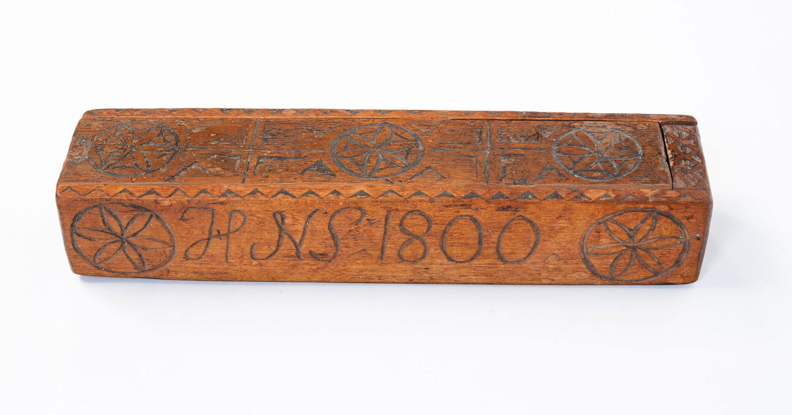 CARVED SLIDE LID BOX. (1 of 4)