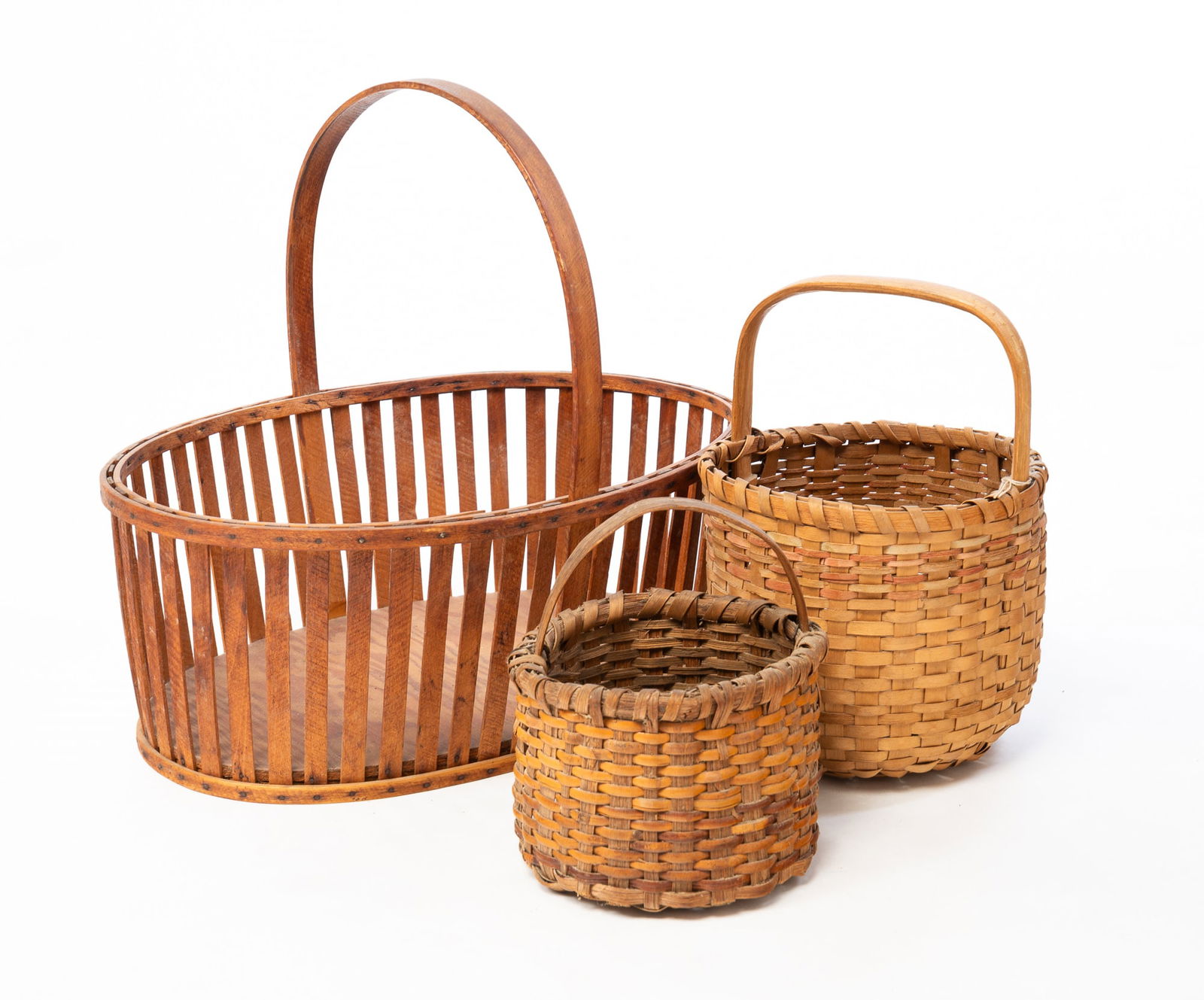 THREE HANDLED BASKETS. (1 of 3)