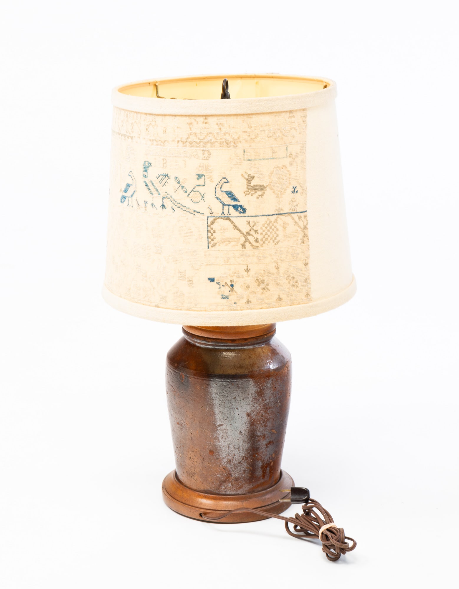 REDWARE JAR CONVERTED TO A LAMP BASE. (1 of 5)