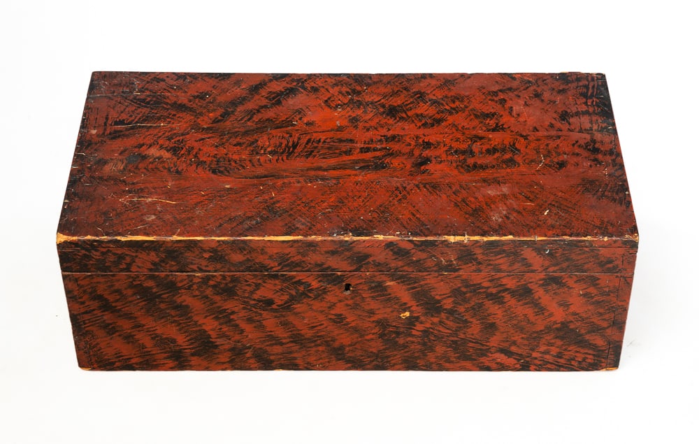 GRAIN PAINTED WOOD TRUNK OR DOCUMENT BOX. (1 of 4)