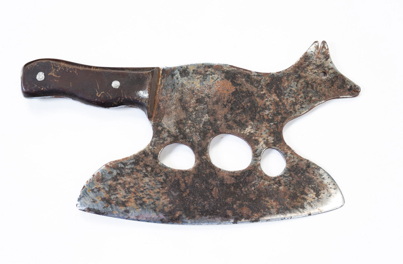 STEEL MEAT CLEAVER IN THE SHAPE OF A FOX. (1 of 2)
