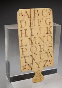 DOUBLE SIDED BONE ALPHABET HORNBOOK.
