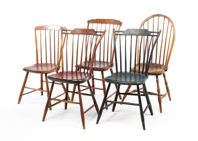 FIVE EARLY CHAIRS.