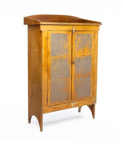 COUNTRY PUNCHED TIN PAINTED PIE SAFE.