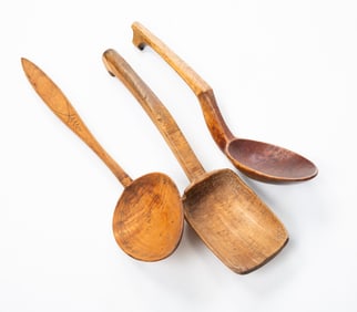 THREE WOODEN SPOONS.