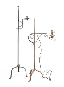 TWO IRON FLOOR LAMPS.