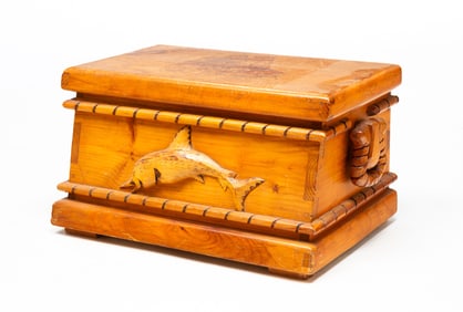 FOLKSY CARVED SEA CHEST.