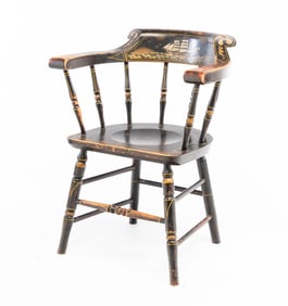 PAINTED AND DECORATED CAPTAINS CHAIR.