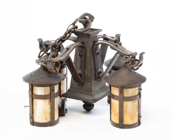 ARTS AND CRAFTS FOUR LIGHT CHANDELIER.