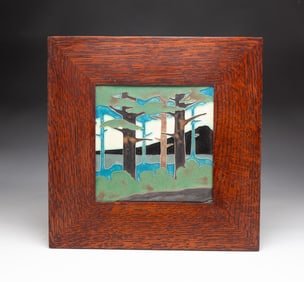 MOTAWI TILE WORKS TILE IN DARD HUNTER STUDIOS FRAME.