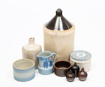 GROUP OF DECORATED STONEWARE.