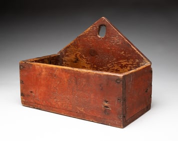 RED PAINTED HANGING CANDLE BOX.