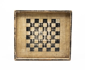BLACK AND WHITE PAINTED GAME BOARD.