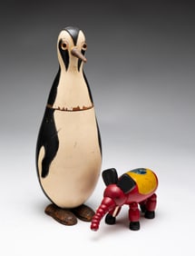 TWO FIGURAL WOOD CARVINGS.