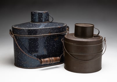 TWO METAL LUNCH PAILS.