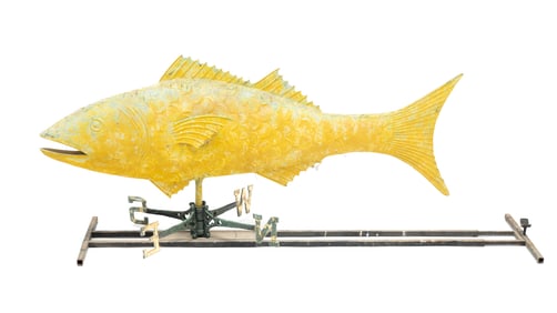 FULL BODIED COPPER FIGURAL FISH WEATHERVANE.