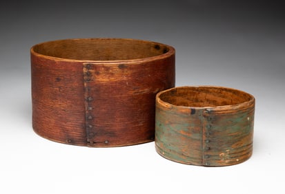 TWO BENTWOOD GRAIN MEASURES.